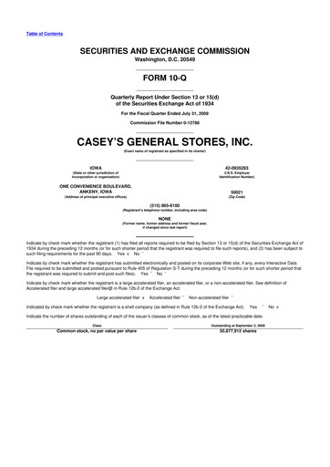 Thumbnail Casey's General Stores
 10-Q Quarterly Report FY 