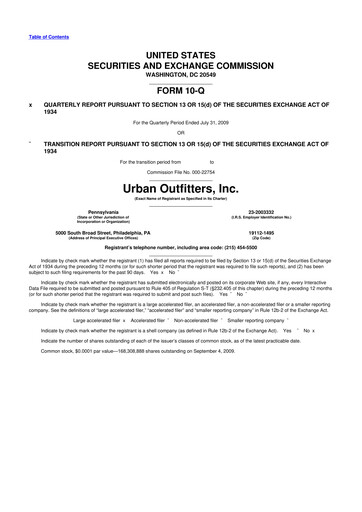 Thumbnail Urban Outfitters
 10-Q Quarterly Report FY 