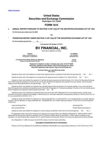 Thumbnail BV Financial 10-K Annual Report 