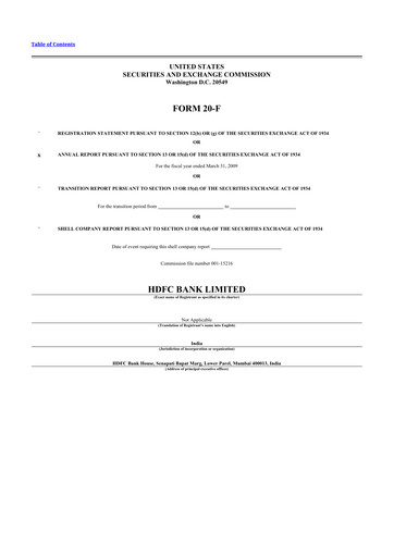 Thumbnail HDFC Bank 20-F Annual Report 