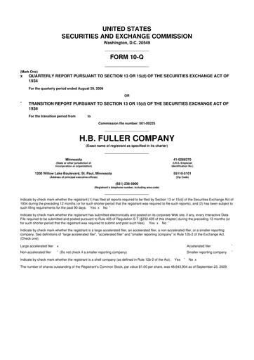 Thumbnail H.B. Fuller
 10-Q Quarterly Report FY 