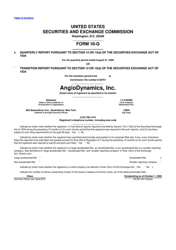 Thumbnail AngioDynamics 10-Q Quarterly Report FY 