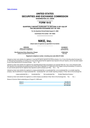 Thumbnail Nike 10-Q Quarterly Report FY 