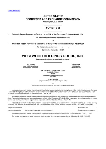 Thumbnail Westwood Holdings Group 10-Q Quarterly Report FY 