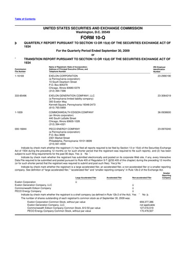 Thumbnail Exelon Corporation 10-Q Quarterly Report FY 