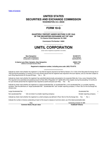 Thumbnail Unitil Corporation
 10-Q Quarterly Report FY 