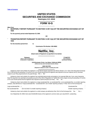 Miniature Netflix 10-Q Rapport trimestriel  