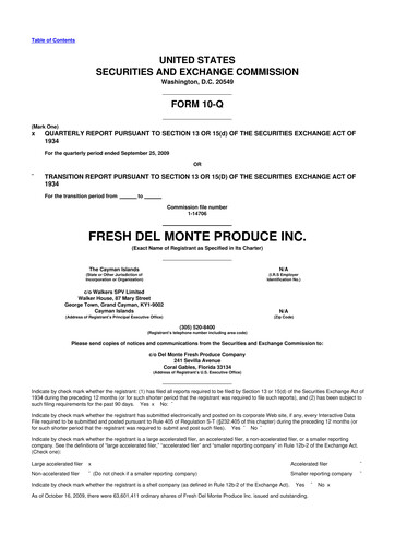 Thumbnail Fresh Del Monte Produce
 10-Q Quarterly Report FY 