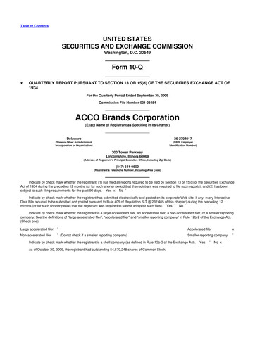Thumbnail Acco Brands 10-Q Quarterly Report FY 