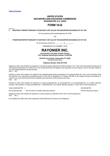 Thumbnail Rayonier 10-Q Quarterly Report FY 