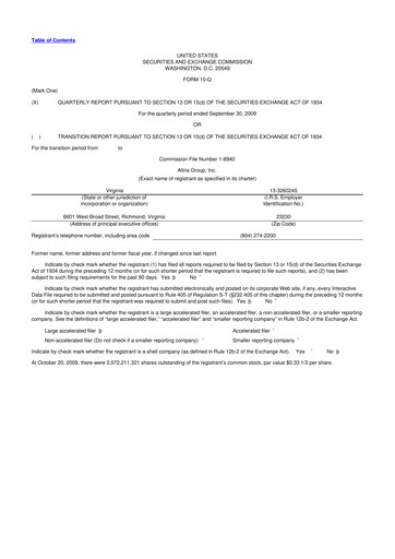 Thumbnail Altria Group 10-Q Quarterly Report FY 