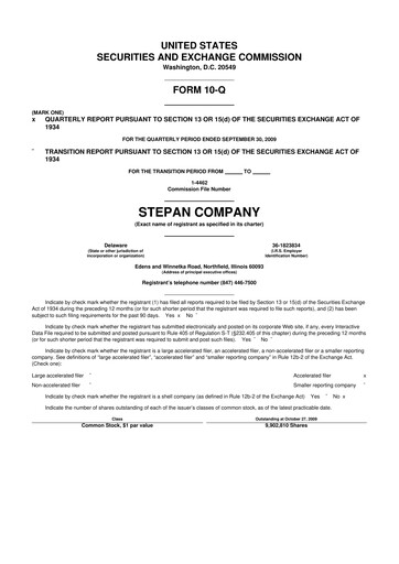 Thumbnail Stepan Company
 10-Q Quarterly Report FY 