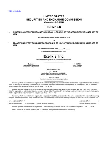 Thumbnail Exelixis 10-Q Quarterly Report FY 