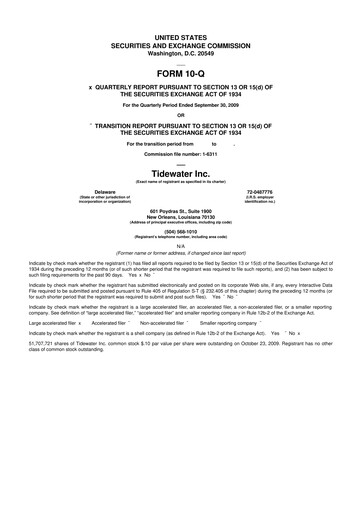 Thumbnail Tidewater 10-Q Quarterly Report FY 