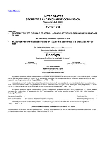 Thumbnail EnerSys 10-Q Quarterly Report FY 