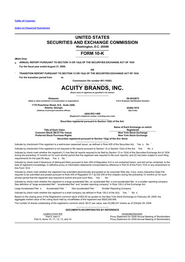 Thumbnail Acuity Brands
 10-K Annual Report 