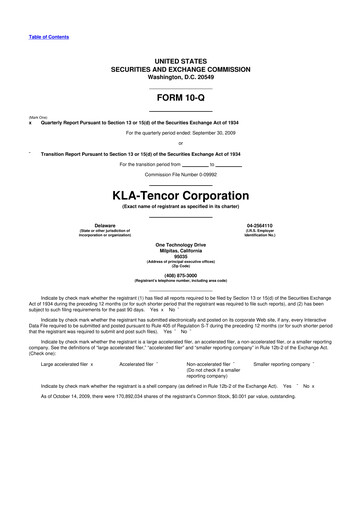 Thumbnail KLA 10-Q Quarterly Report FY 