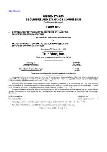 Thumbnail TrueBlue 10-Q Quarterly Report FY 