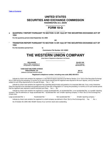Thumbnail Western Union 10-Q Quarterly Report FY 