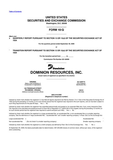Thumbnail Dominion Energy 10-Q Quarterly Report FY 