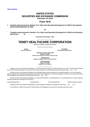 Thumbnail Tenet Healthcare 10-Q Quarterly Report FY 