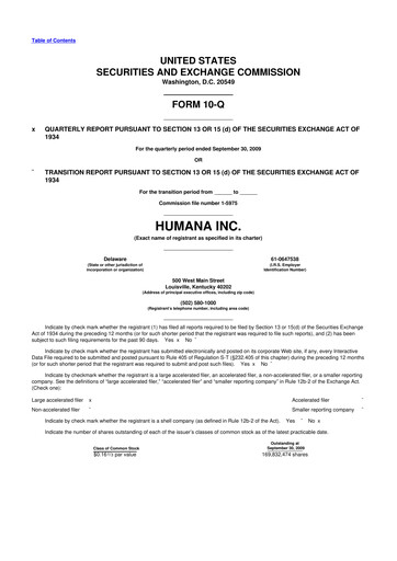 Vorschaubild Humana 10-Q Quartalsbericht  