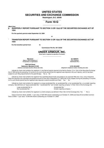 Vorschaubild Under Armour
 10-Q Quartalsbericht  