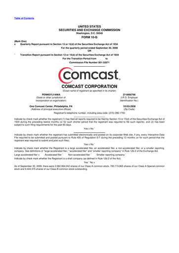 Miniature Comcast 10-Q Rapport trimestriel  
