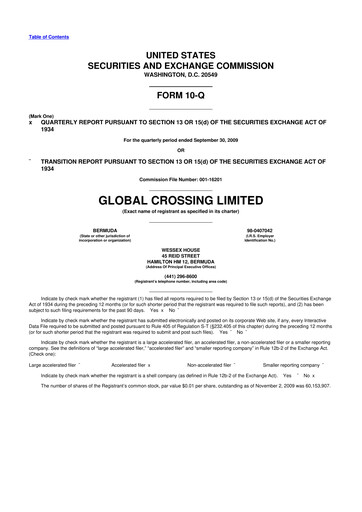 Thumbnail Global Crossing 10-Q Quarterly Report FY 