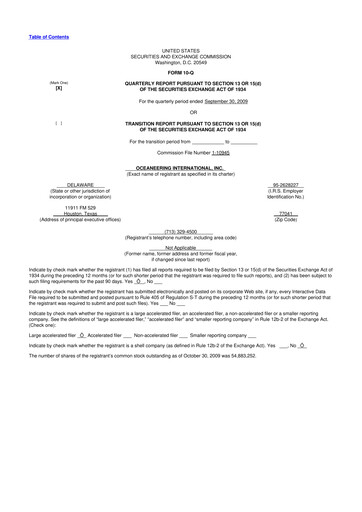 Thumbnail Oceaneering International
 10-Q Quarterly Report FY 