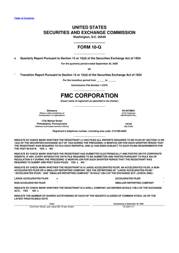 Thumbnail FMC Corporation 10-Q Quarterly Report FY 