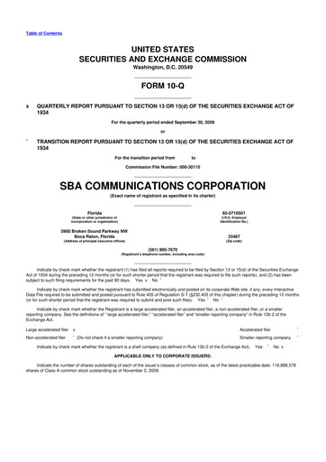 Miniature SBA Communications 10-Q Rapport trimestriel  
