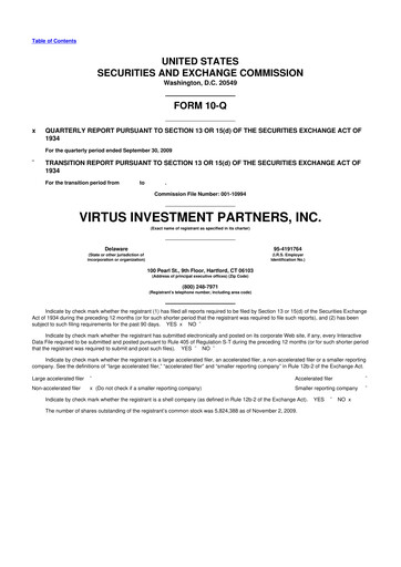 Vorschaubild Virtus Investment Partners 10-Q Quartalsbericht  
