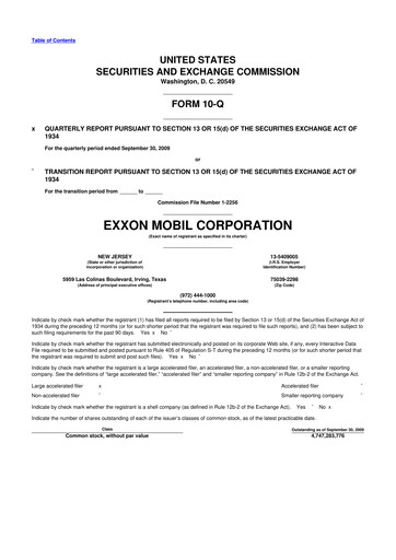 Thumbnail Exxon Mobil 10-Q Quarterly Report FY 
