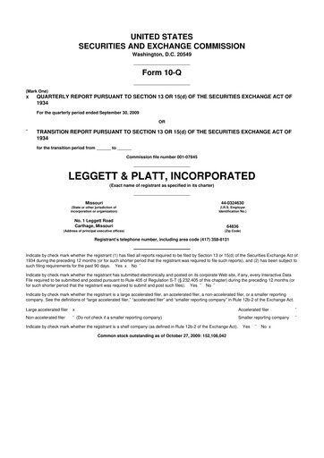 Thumbnail Leggett & Platt

 10-Q Quarterly Report FY 