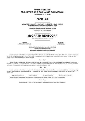 Thumbnail McGrath RentCorp
 10-Q Quarterly Report FY 
