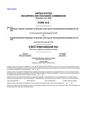 Thumbnail CACI International Inc 10-Q Quarterly Report FY 