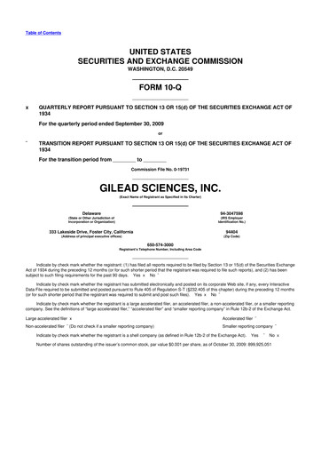 Thumbnail Gilead Sciences 10-Q Quarterly Report FY 