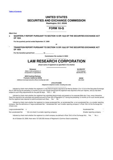 Vorschaubild Lam Research 10-Q Quartalsbericht  