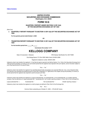 Thumbnail Kellanova 
 (Kellogg's) 10-Q Quarterly Report FY 