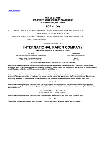 Vorschaubild International Paper
 10-Q Quartalsbericht  