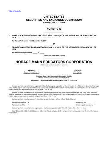 Vorschaubild Horace Mann Educators 10-Q Quartalsbericht  
