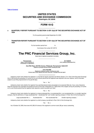 Thumbnail PNC Financial Services 10-Q Quarterly Report FY 
