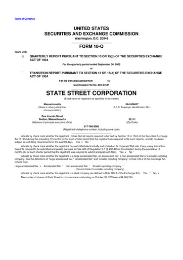 Thumbnail State Street Corporation
 10-Q Quarterly Report FY 