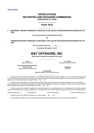 Thumbnail W&T Offshore 10-Q Quarterly Report FY 