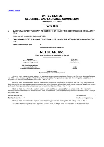 Miniature NETGEAR 10-Q Rapport trimestriel  