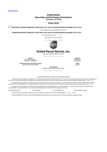 Miniature United Parcel Service 10-Q Rapport trimestriel  