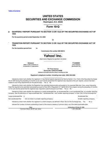 Thumbnail Yahoo Inc. 10-Q Quarterly Report FY 