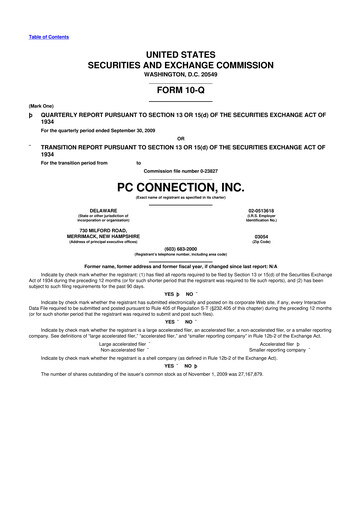 Miniature PC Connection
 10-Q Rapport trimestriel  
