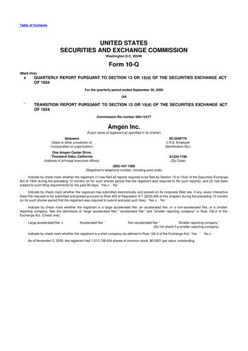 Miniature Amgen 10-Q Rapport trimestriel  